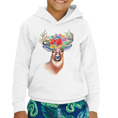 Sweat à Capuche Enfant Cerf et Fleurs en Coton Premium - 2