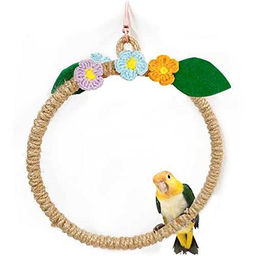 Image of La La Pet Bird Rope Swing with Hanging Hook Bird Rope Perch Bird Swing Perch Bird Perch Stand Bird Cage Toy for Parrot Budgie Parakeet Cockatiel Cockatoo Conure Large