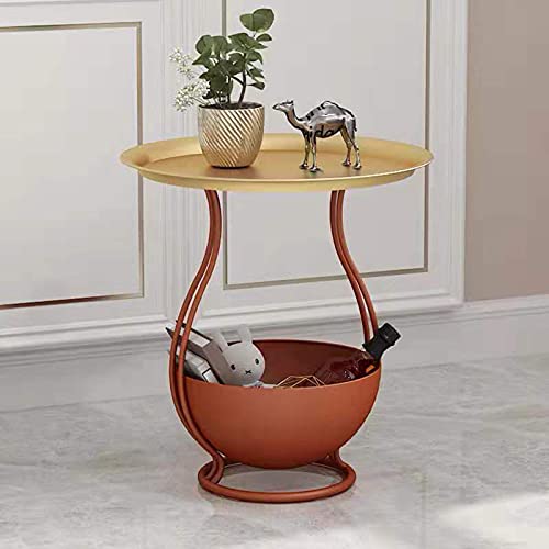 Table de Chevet Ronde en Fer Forgé - Petite Table Basse pour Salon