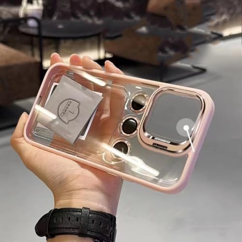 Coque iPhone 17 antichoc transparente premium avec anneau caméra en métal rose