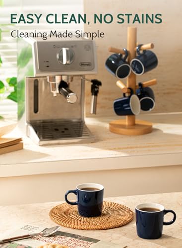 Image of Sweese 3.5oz Porcelain Espresso Cups Set of 4, Mini Coffee Mugs Demitasse Cups - Navy