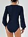 LIGHT DOT Women's Long Sleeve Bodysuit Tops Going Out Pop Sheer Sleeves Fashion Leotard Shirts (Navy, M)