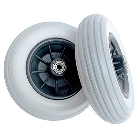 SMYH 1 Paar Rollstuhlräder Vordere kleine Räder Verschleißfester Vollreifen 20 cm (8 Zoll),Für den Ersatz von Rollstuhl Gehhilfe Grau Cover