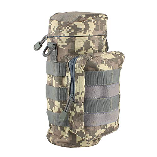 Molle Wasserkocher Tasche Taktischer Flaschenhalter Nylon für Wandern Fahrrad Radfahren Laufen Camping Outdoor Bottlehalter CJ/SHB-01 (ACU Armee