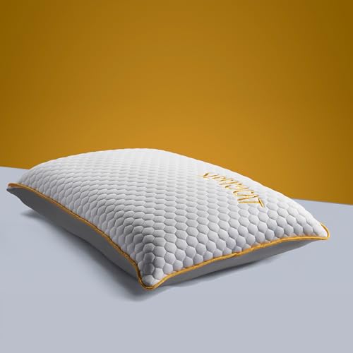 Image of SleepyCat Marshmallow Pillow - Medium Soft with Bamboo Fabric Zipper Cover, Pefect for All Sleepers, White Soft Pillow, 1 Piece (Standard Size, 25x16 inches)