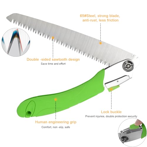 Klappsäge, Astsäge Handsäge Holzsäge, Gartensäge Nonslip Griff 65# Bügelsägeblatt，Grobzahnung, Sägeblattlänge: 210mm, Länge: 43cm Klappsäge Outdoor für Garten, Outdoor und Dschungelarbeiten