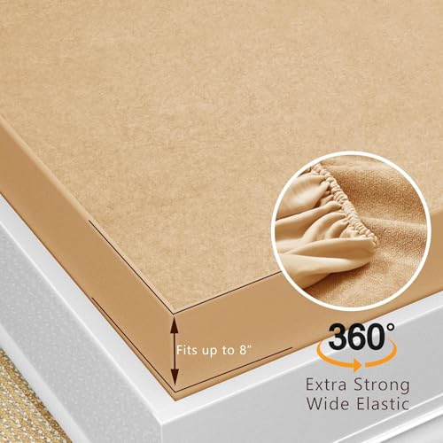 Image of 100% Waterproof Premium Cotton Feel Mattress Protector Single Size, 72x36 Inches | Breathable and Hypoallergenic Ultra Soft Fitted Bed Protector Cover Fits Upto 10 Inches- Single, Beige
