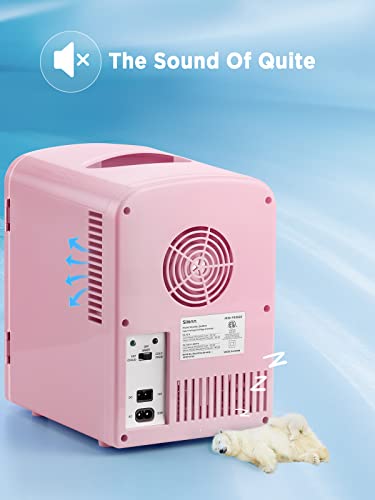 Silonn Mini Fridge, Portable Skin Care Fridge, 4 L/6 Can Cooler And Warmer Small Refrigerator With Eco Friendly For Home, Office, Car And College Dorm Room, Compact Refrigerator And Pink (Slre01P) #TOP5