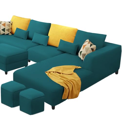 Image of Casaliving Minta RHS 8 Seater L Shape Sofa Set with Center Table for Living Room (Pine Fabric) Premium Fabric Sofa Set for Living Room | Hall