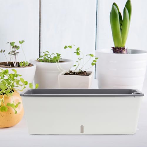 Jardinière rectangulaire plastique avec réserve d'eau pour fleurs durables - 8