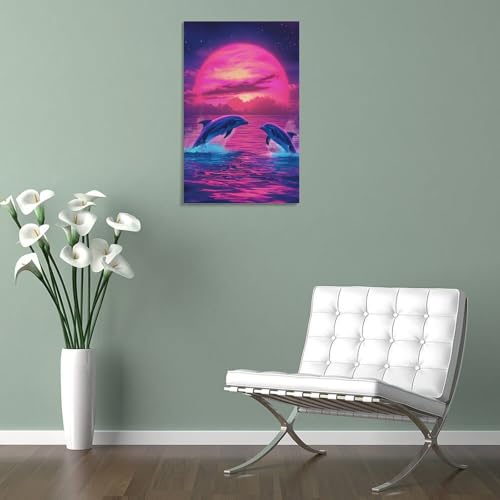 Peinture Baleine Violette en Toile pour Chambre - 5