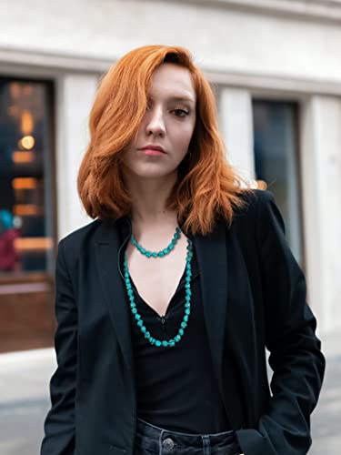 Frodete Irregular Turquoise Necklace For Women Long Layered Necklace Bohemian Turquoise Stone Necklace For Women Vintage Western Turquoise Jewelry #TOP1
