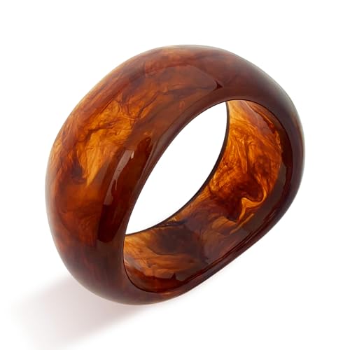 FUNOJOY 1-3Pcs Bangles Bracelets for Women Chunky Colorful Oval Polished-Finish Acrylic Resin Bangle Bracelet Wide Wristbands Fashion Jewelry Bracelet for Women (D-Testudinarious)