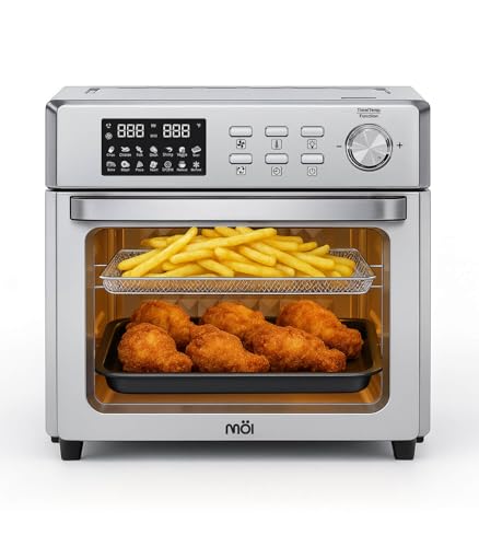 Image of MOI 1700W Air Fryer Toaster Oven - Convection Toaster Oven Air Fryer Combo with 12 Presets - Countertop Ovens for Baking & Frying with Digital Display, Dual Heating, Rotisserie & Dehydrate Function