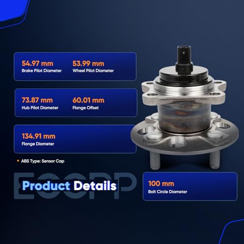 Image of ECCPP 2-Piece 512636 Wheel Hub Bearing for Toyota for Yaris 2015-2019 | 4 lugs w /ABS Sensor Pre-Greased Sealed