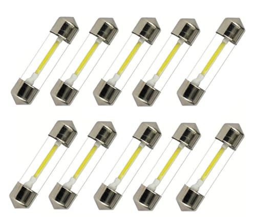 ShuoHui 10pcs Warm White Festoon 36mm/41mm C5W COB LED Interior SMD Bulb Car Reading Light Source Dome Reading Lamp 12V 3000K (36mm)