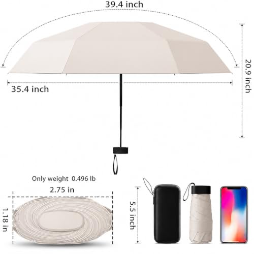 Image of Stylish UV Protection 3 Fold Umbrella for Men Women & Kids | Big Size Compact Travel Design with Windproof Frame and Carry Case
