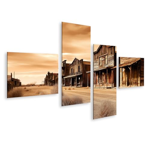 Impression sur toile scène occidentale nostalgique R1 islandburner 4 pièces pour salon
