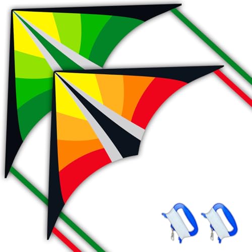 Lanrui Large Delta Kites for Kids & Adults, Easy to Fly Kite, Beginner Kite for Kids Ages 4-8,8-12(Green+Red)