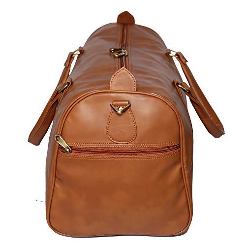 Image of RICHSIGN Leather Accessories 24 litres Duffle Bags for Men Travel-(TAN) (Weight-1 KG /1000 GR)(Dimension = H- 12 x L- 20 x W- 8 Inch)
