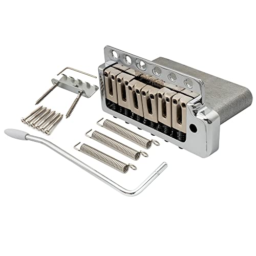 Wilkinson WOV09 Deluxe 52.5mm (2-1/16 inch) 6-Screw ST Guitar Tremolo Bridge for Fender American Vintage Narrow Spacing Strat Electric Guitar, Chrome