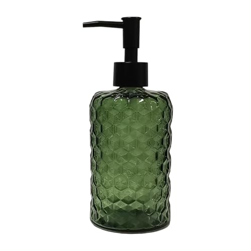 Green Glass Soap Dispenser with Plastic Pump 17oz Hand Soap Dispenser for Kitchen & Bathroom Great for Lotions Essential Oil Liquid Soaps