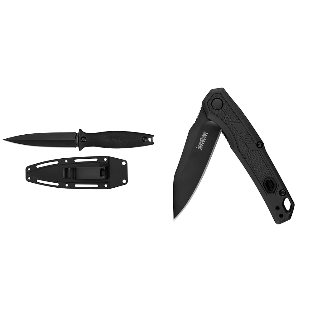 Secret Agent Boot Knife, 4.4in 8Cr13MoV Steel Blade, Dual Carry Molded Sheath & Appa Folding Tactical Pocket Knife, SpeedSafe Opening, 2.75 inch Black Blade and Handle