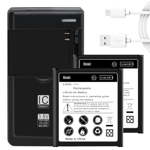 Long Endurance Upgraded 2X 2610mAh Extended Slim Battery Universal Charger USB Cable Compatible with Samsung Galaxy J2 LTE J200M Phone