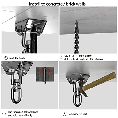 Velomill Hammock Hanging Kit, 1000 Lb Capacity Heavy Duty 360° Rotate Swing Ultra Durable Hooks For Swing, Chair, Multiple Indoor Outdoor Gym #TOP5