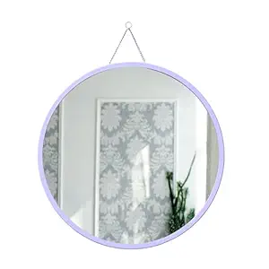 Furnish Craft Designer Round Wall Mirror for Living Room, Bedroom, Home Decor & Gift (Purple, 16x16 Inch)