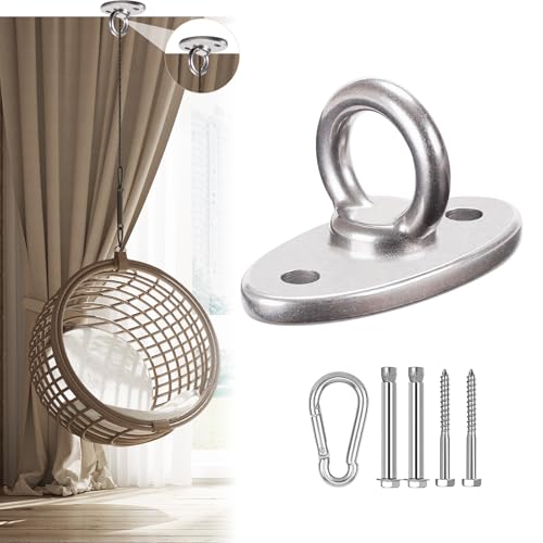 pilyero Anclaje Pared, M8 Augplatte Columpio, Capacidad de Carga de hasta 500 Kg, Acero Inoxidable 304, para Viga de Madera Saco de Arena Silla de Montaje en Techo Sling Trainer Yoga