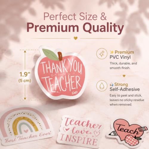 Engrowtic 200 Pcs Stickers for Teachers Bulk, Back to School Stickers for Students, Cute Motivational Teachers Sticker, Vinyl Waterproof School Supply Sticker for Water Bottles Laptop - Image 3