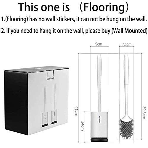 MEKEET Silicone Toilet Brush and Holder,Bathroom Toilet Brush Holder Set,Silicone Toilet Cleaning Brush Kit with Soft Bristle Brush (2pack-Flooring) - Image 2