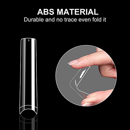 Loythrost Extra Long Square Nail Tips Kit, 600Pcs No C Curve Clear Acrylic False Nails, Half Cover Nails Tip For Acrylic Nails Professional, Nail Salons And Diy Nail Art At Home -12 Sizes #TOP3