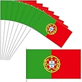 DH-Konzept 10 Papierflaggen * Portugal * als Deko für EM 2020-Party & Geburtstag | portugiesisch Länder Fahnen WM 2022 Mottoparty Fähnchen Dekoration