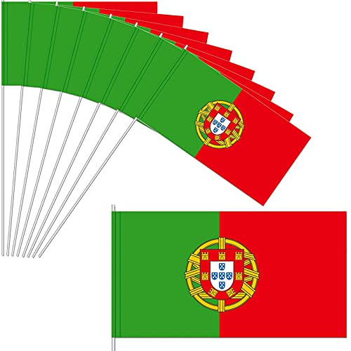 DH-Konzept 10 Papierflaggen * Portugal * als Deko für EM 2020-Party & Geburtstag | portugiesisch Länder Fahnen WM 2022 Mottoparty Fähnchen Dekoration