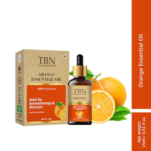 Image of TBN 100% Natural and Pure Orange Essential Oil For Skin Brightening & Aromatherapy | Enhance Mood, Cleanse Skin & Improve Sleep | Ideal for Aromatherapy, Massage, and Wellness - 15ML