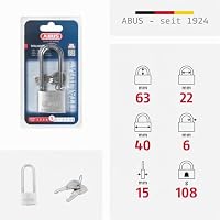 ABUS Vorhängeschloss Titalium 64TI/40HB63 mit hohem Bügel - Kellerschloss mit Schlosskörper aus Spezial-Aluminium - gehärteter Stahlbügel - ABUS-Sicherheitslevel 5 – Ansicht 5