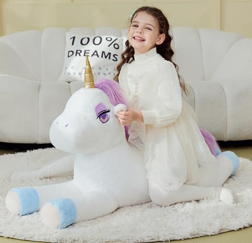 Ikasa 6636775 Giant Unicorn Stuffed Animal Plush Toy,Large Big Jumbo Soft Toys,43 Inch Huge Size Cute Plushy Fluffy Fat Oversized Plushie,Gifts thumb #4