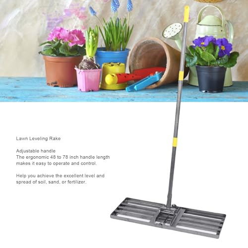 Asixxsix Lawn Leveling Rake, Lawn Leveler with 48 to 78 Inch Adjustable Handle, Heavy Duty Effort Saving Lawn Level Tool for Yard Garden Golf Course Landscaping Level Tool - Image 4