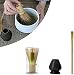 QLDFX Matcha Miska do sałatek 3 w 1 Matcha ceramiczna miska do herbaty łyżka do herbaty matcha trzepaczka japońska herbata narzędzie do herbaty pojemnik na trzepaczka japońskie zestawy do herbaty matcha miska zestaw do herbaty (czarna)