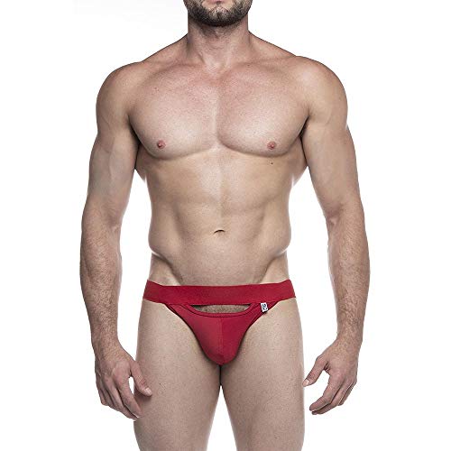 Cueca JockStrap Com Abertura Frontal Preto (Vermelho)
