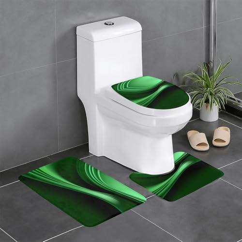 Lot de 3 tapis de bain antidérapants durables et absorbants vert moderne