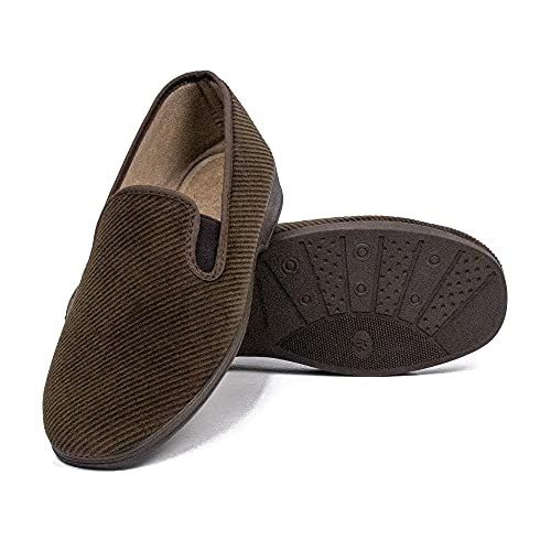 Imagen de Zapatillas de Estar por Casa Hombre Cuadros Zapatos Mocasines Paño Plano Cerradas Slipper Termicas Comodas Pantufla Suela Caucho MADE IN SPAIN