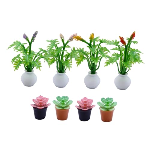 TOYMYTOY 8個ミニチュア多肉植物 迷??真多肉盆栽 ドールハウス用ミニポットフラワー インテリア装飾 クラフト 小型観葉植物 模型飾り