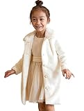Topophilia Toddler Ivory Faux Fur Coat with Champagne Girls Dresses for Christmas,Birthday,Holiday, Girls A-line Wedding Party Tulle Dresses and Jacket 5Y