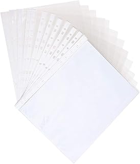Tofficu 200 peças suporte de arquivo de folha pasta de arquivo capas transparentes pastas protetoras de página a4 protetores de página escritorios pastas de plástico protetor de arquivo transparente folha solta placa perfurada 6c pp