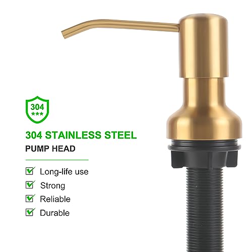 Image of Soap Dispenser for Kitchen Sink, Sink Soap Dispenser with Longer Threaded Shaft Shank, 47 inch Extension Tube Connects Directly to Dish Soap Container, Wider Pump Head Base(Golden)