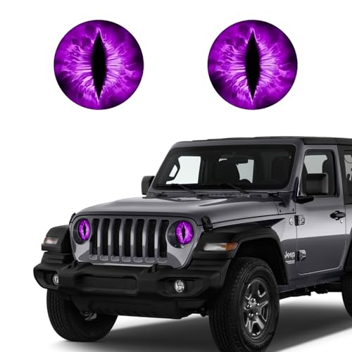 Image of 2PCS Beast Eyes Decals, 3D Stereo Eyes Headlight Stickers, Jeep Stickers Round Headlight Eye Decal,Funny Decals Body Window Bumper Decoration Compatible with Car Truck Jeep Wrangler(Purple)