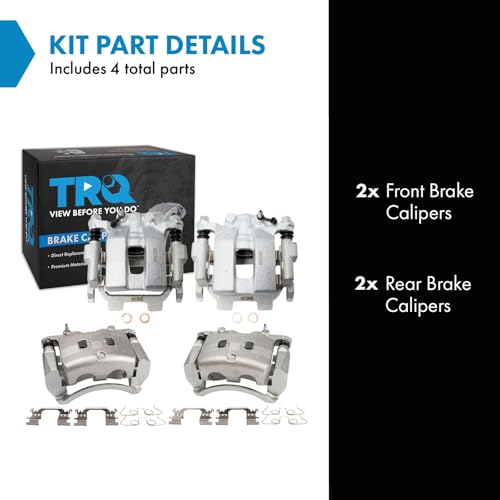 Image of TRQ Front and Rear Brake Caliper Set Zinc Coated Brackets Compatible with 2014-2018 Infiniti Q50 2017-2018 Q60